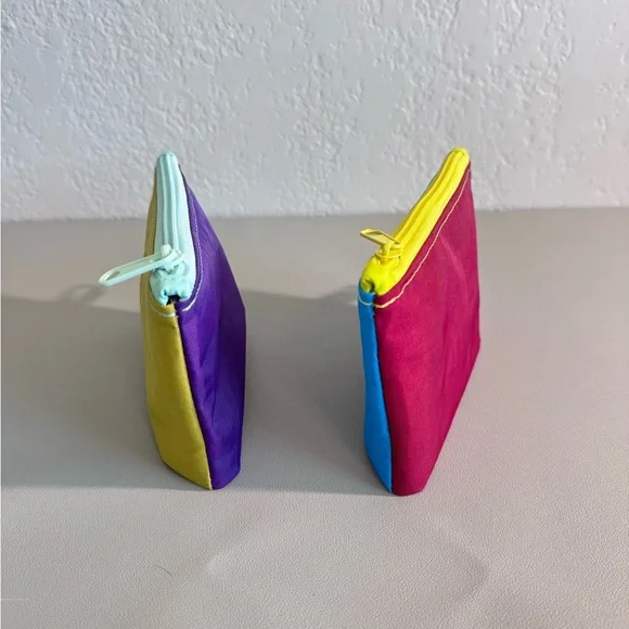 Handmade Water-Repellent Nylon Vacation Colorblock Go Pouch Solid Colored Set - Picture 8 of 16